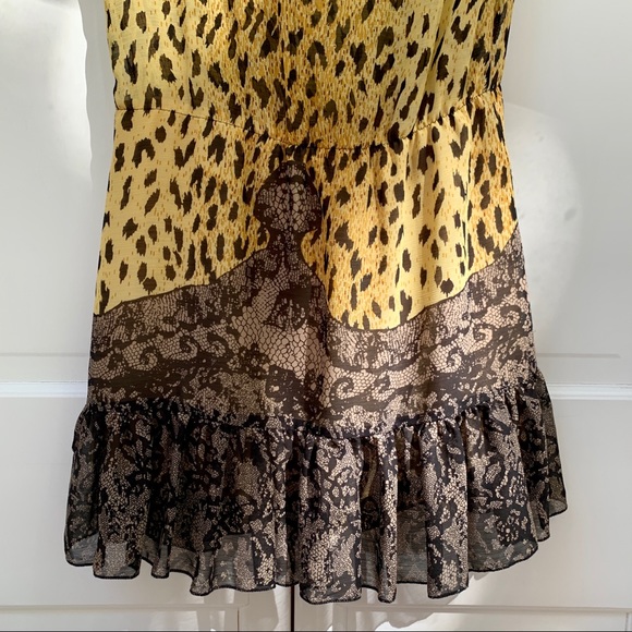 Leopard and Lace Printed 100% Silk Short Dress - Picture 10 of 12